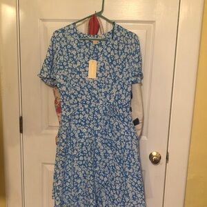 Monteau Blue and White Floral Dress